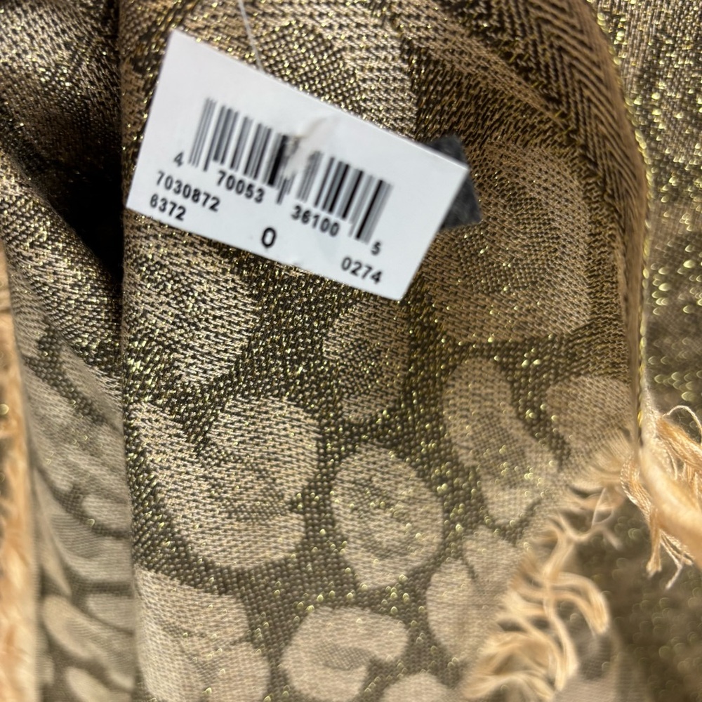 NWT Gold Wrap Shawl Leopard Cheetah Animal Print Shiny Glam Holiday Christmas - Picture 5 of 5